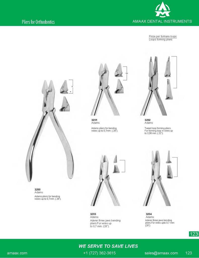 D123 Orthodontics pliers for bending wires adams