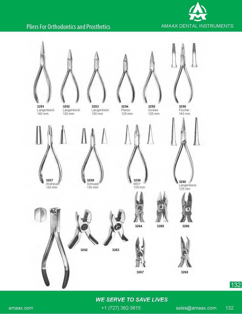 D132 Orthodontic and prosthetics pliers langenbeck peeso goslee fischer andresen schwarz