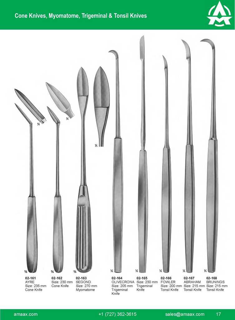 G017 Knives Myomatome Trigeminal Tonsil Knives Ayre Segond Olivecrona Fowlr Abraham Brunings