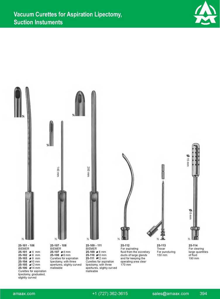 G394 vacuum Curettes Ispiration Lipectomy Biemer Trocar